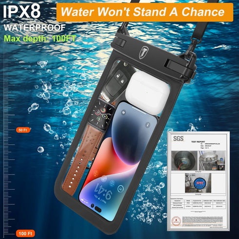 Takfox Extra Large Waterproof Phone Pouch Bag Case for Samsung Galaxy S24 Ultra S23 Plus S22 Note 20 A03S A15 A14 A13 iPhone 15 14 Pro Max, [Up to...