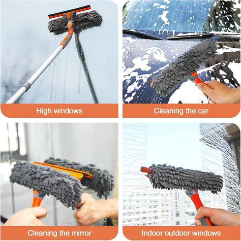 eazer 89'' Squeegee Window Cleaner 2 in 1 Rotatable Window Cleaning Tool Kit with Extension Pole, Window Washing Equipment with Bendable Head for ...