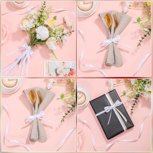 White Ribbon 120 Yards 3/8 Inch Thin White Satin Ribbon Polyester Fabric Ribbon for Gift Wrapping Flower Bouquet Bow Making Wedding Party Birthday...