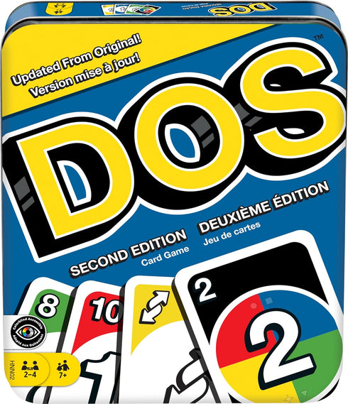 Mattel Games DOS Card Game Second Edition, Family Travel Game with Updated Rules for Kids & Adults in Storage Tin...
