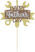 Gyufise 1Pcs Gold Glitter Tool Construction Theme Happy Father's Day Cake Topper Happy Birthday Dad Cake Decorations Best Dad Ever Decor Topper fo...