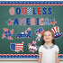 Whaline 95Pcs Patriotic Classroom Bulletin Board Decoration Kit God Bless America Bulletin Board Set Cartoon 4th of July Cutouts with Glue Points ...