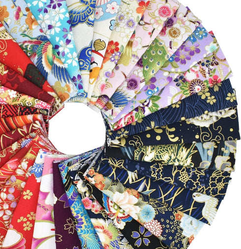 30Pcs 8 x 10 Inch Fat Quarters Cotton Fabric Bundle Squares Patchwork, Japanese Style Printed Cotton Wrapping Cloth Quilting Fabric Bundles for DI...