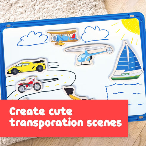 SPARK & WOW Wooden Magnets - Transport - Set of 20 - Magnets for Kids Ages 2+ - Cute Transportation Magnets for Fridges, Whiteboards and More......