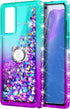 NZND Designed for Samsung Galaxy A03S Case, AO3S Phone Case, Glitter Liquid Floating Waterfall Girls Women Kids Cute Case with Tempered Glass Scre...