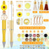 Teling 12 Pcs Beadable Pens Plastic Black Ink Ballpoint Pen with Assorted Spacer Beads Silicone Beads and Tassels and 12 Pcs Lobster Clasps for Of...