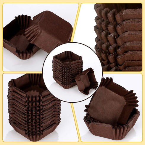 350 Pcs Square Mini Cupcake Liners Disposable Brownie Baking Cups Pan Liners Paper Baking Cup for Cupcakes and Cup Liners Party Supplies for Weddi...