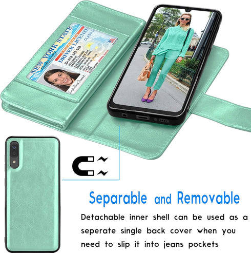 Galaxy A50 Case, Galaxy A30S / A50S / A50 Wallet Case, Luxury Cash Credit Card Slots Holder Carrying Folio Flip PU Leather Cover [Detachable Magne...