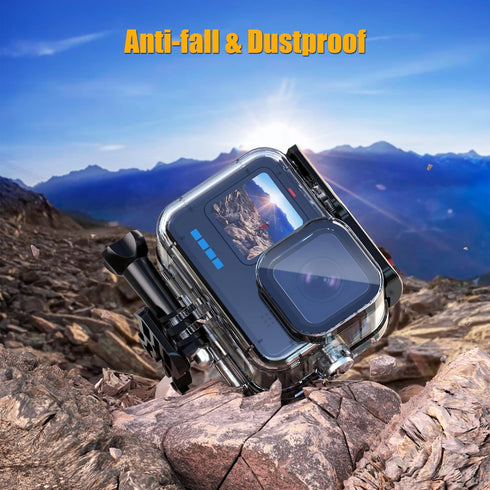 Waterproof Case with Dive Filters for Go Pro Hero 12 Black/Hero 11 Black/Hero 10 Black/Hero 9 Black, 230FT/70M Underwater Protective Housing Dive ...
