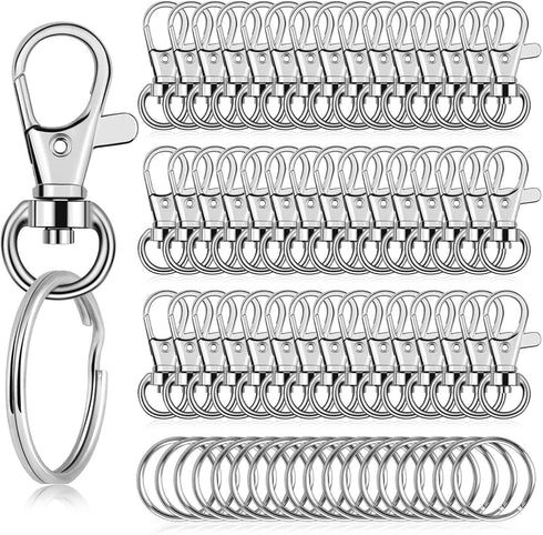 140Pcs Keychain Hooks with Key Rings, Flasoo Keychain Hardware with 70Pcs Swivel Clasps Lanyard Snap Hook and 70Pcs Keychain Rings for DIY Crafts,...