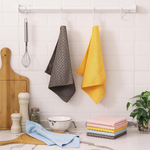 Kitinjoy Microfiber Cleaning Cloth, 12 Pack Soft and No Lint Microfiber Towels Cleaning Supplies, Absorbent Fast Drying Cleaning Rags for Housekee...