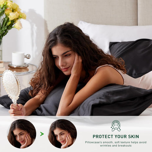 Love's cabin Satin Pillowcase for Hair and Skin, Similar to Silk Pillow Cases for Women, Pillow Case Queen Size Set of 2, Satin Cooling Pillow Cov...