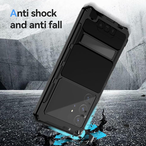 Compatible for Samsung Galaxy S24 Ultra 5G Case, Aluminum Metal Gorilla Glass Waterproof Shockproof Heavy Duty Sturdy Protector Cover,with Built-i...