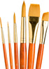 Princeton Real Value, Series 9100, Paint Brush Sets for Acrylic, Oil & Watercolor Painting, Syn-Gold Taklon (Rnd 1, 6, 12 Liner 2, ANG Shader 1/2,...
