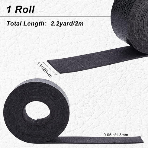 GORGECRAFT Black Leather Strap Strip 1 Inch Wide 79 Inch Long Lychee Pattern Leather Belt Strips Wrap Single Sided Flat Cord for DIY Crafts Clothi...