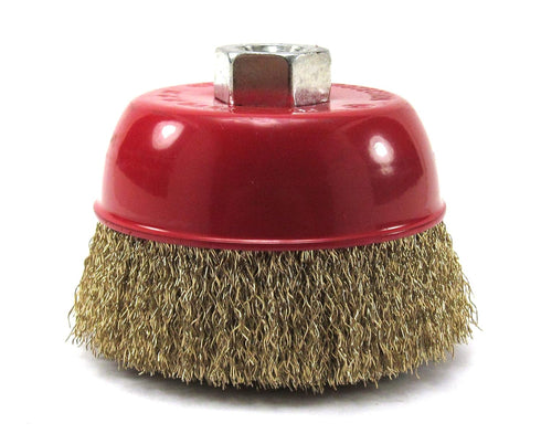 4 inches x 5/8 inch Thread Cup Wire Wheel Brush, Fine Crimped Wire Cup Wheel...