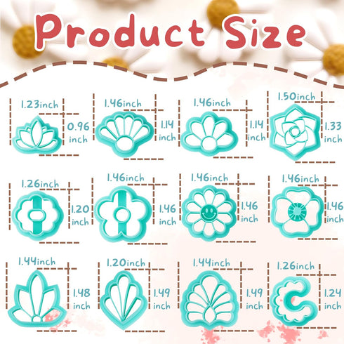 TAINSKY Flower Shape Polymer Clay Cutters set, 12 Shapes Clay Earrings Cutters for Polymer Clay Jewelry, Plastic Clay Earring Cutters for Polymer ...
