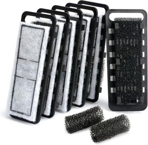 NICREW Slim Aquarium Filter Cartridges (6 pcs) with Intake Sponges (2 pcs)...