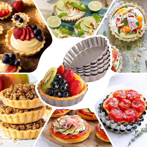Webake 4 Inch Mini Tart Pan Set of 6, Non-Stick Small Tart Mold Quiche Pans with Removable Bottom Mini Tart Tins...