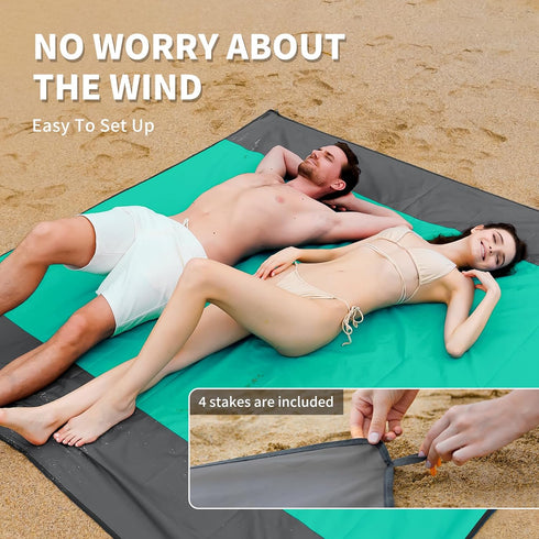 Beach Blanket, 83''*79''(210 * 200cm) Waterproof Sandproof Picnic Blankets for 3-5 Adults, Oversized Lightweight Beach Mat, Big & Compact Picnic M...