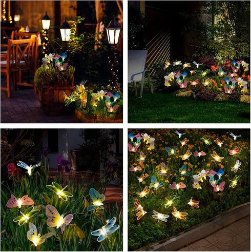 Solar Garden Lights, 2 Pack Butterfly Solar Lights Outdoor with Glowing Wings, Waterproof Solar Lights for Outside, Sway by Wind, Decor for Garden...