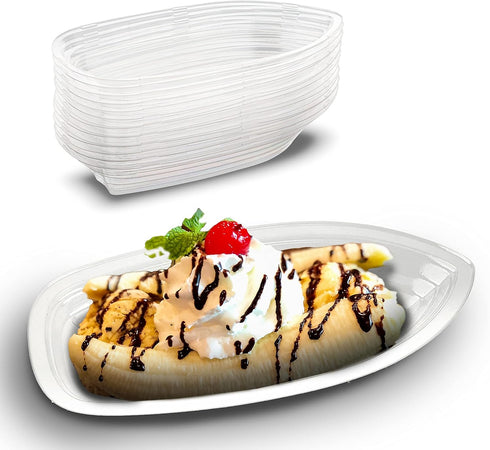MT Products Clear Plastic Disposable Banana Split Boats 8 oz. Great Party Dish (30 Pieces) - Made in the USA...