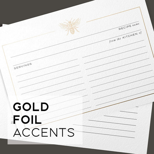 50 Gold Foil Bee Recipe Cards from Dashleigh, 4x6 inches, Double-Sided...
