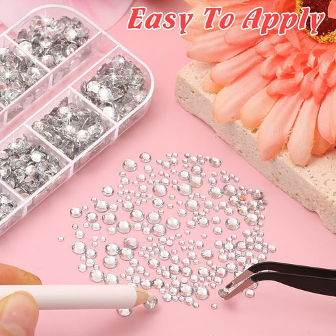 Rhinestones B7000 Glue with 14000Pcs Silver Diamonds for Crafts, Fabric Gem Glue Rhinestones Kit ss6-ss20 with Dotting Tools Clear Rhinestone for ...