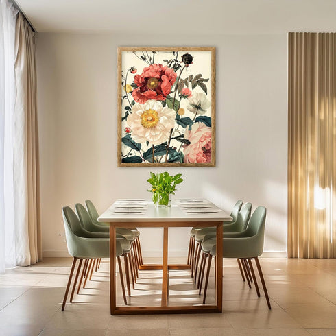 Posterizer 1 pcs-pink and yellow flowers for chic home decor-Floral & Botanical Art-Abstract & Modern Art-Decor for Home & Office- UNFRAMED Wall A...