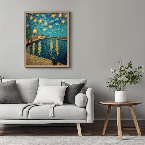 Posterizer 1 pcs-classic oil painting style inspired-romantic river in france 2-Vintage Art-Landscape & Nature Art-Gift for Art Lovers- unframed w...