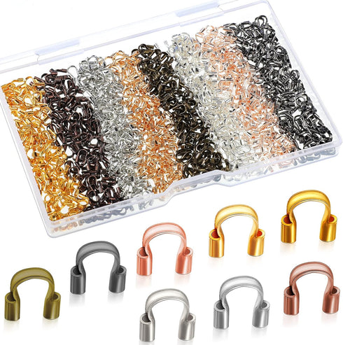 Brass Wire Guardian U-Shape Cable Protector Wire Guard Loops for Earring Bracelet Necklace Pendant DIY Jewelry Making Supplies (Elegant Colors,800...