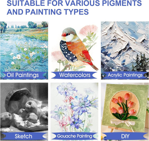 FUMILE Stretched Canvas, Canvases for Painting Multi 5 Pack 4x4,6x6,8x8,10x10,12x12(1 of Each), Cotton Primed Acid Free Blank Canvases for Paintin...