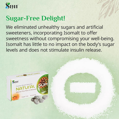 Sayan Sugar-Free All Natural Siberian Pine Tree Resin and Beeswax Chewing Gum – 6 Packs (96 Pieces) for Fresh Breath – Vegetarian, Non-GMO, Gluten...