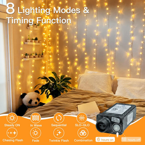 150 LED Christmas String Lights 49 FT, 8 Modes Plug in Waterproof Fairy Lights with Timer, Warm White Christmas Lights for Bedroom Party Wedding I...