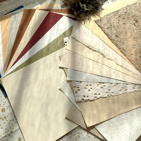 LewuwoPoing 40Pcs Handmade Scrapbook Art Paper Set?Journaling Supplies Craft Textured Paper Colorful A5 Sheet Mesh Special Paper Mix for Junk Jour...