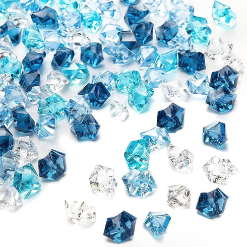DomeStar 150PCS Premium Blue Fake Ice, Acrylic Ice Rocks Plastic Rocks Acrylic Stones Crushed Ice Cubes Diamonds Gems for Vase Fillers Nautical Th...