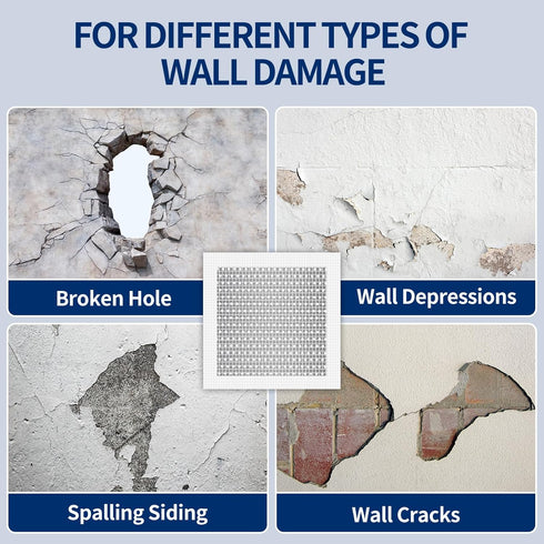 Yuukai 5pcs Drywall Patch Kit (8" x 8"), Self-Adhesive Fiberglass Wall Repair Patch Kit & Aluminum Metal Sheet Drywall Patch, Quick Repair Large H...