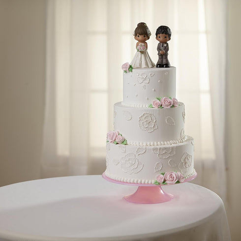 Precious Moments Perfect Couple Bride, Brunette Hair With Medium Skin Tone Bisque Porcelain Wedding Figurine & Cake Topper, 172065...