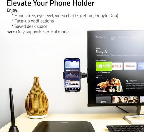 2-in-1: Monitor/Laptop Phone Holder & Headphone Hook Clip – Gravity Side Mount by GadgetRest...
