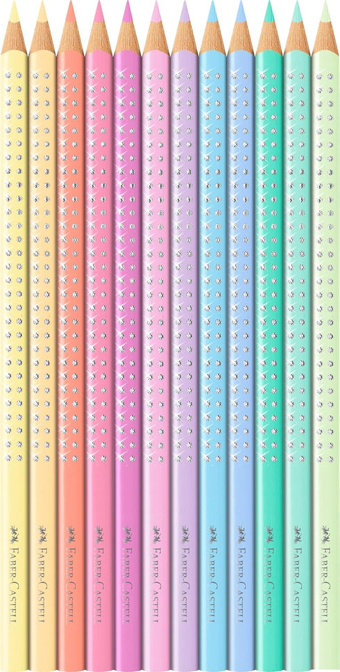 Faber-Castell Colouring Pencils Sparkle Pastel Pack of 12 Metal Case tin of 12...