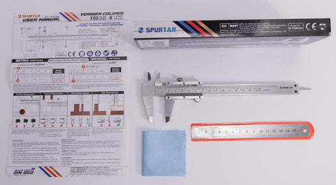 Spurtar Vernier Caliper, 6" Stainless Steel Caliper Measuring Tool, 0-6Inch/0-150mm Manual Micrometer Non Digital Calipers, 0.001"/0.02mm High Pre...