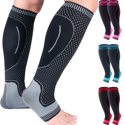 Compression Socks Calf Foot Sleeves for Ankle Heel Plantar Fasciitis Support Increase Blood Circulation Relieve Arch Pain Shin Splints Reduce Swel...