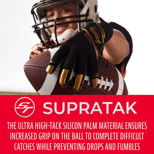 Franklin Sports 28360F1 Supratak Football Receiver Gloves - Black/Chrome - Adult Small...