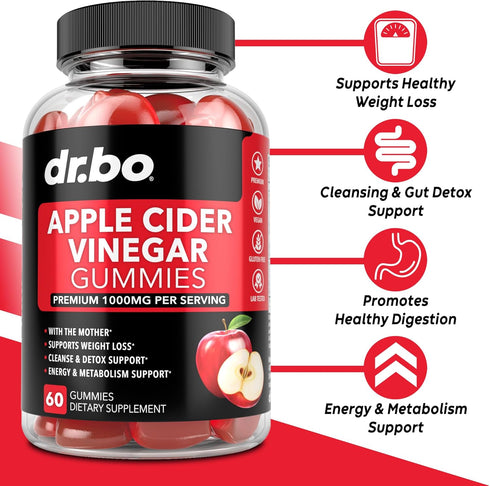 ACV Apple Cider Vinegar Gummies - Natural Support for Advanced Weight Loss, Detox, Cleansing, Digestion & Gut Health - ACV Gummies Supplements wit...