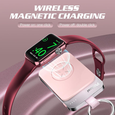 Portable Wireless Charger Compatible for Apple Watch Series 9/8/UItra/7/6/5/4/3/2/SE, 1500mAh Portable iWatch Charger Travel, Magnetic Portable Wa...