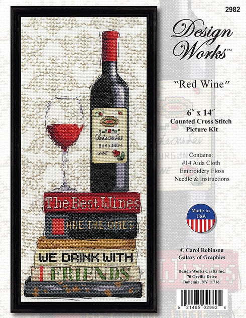 Tobin Red Wine Counted Cross Stitch Kit, Multicolored...