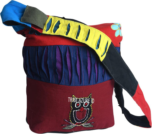 Blue Red Hobo Cotton Sling Cross Body Messenger Shoulder Bag Hippie Boho Bohemian Light Roomy Spacious...