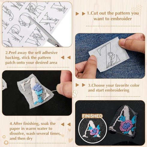 50 Pcs Water Soluble Hand Sewing Stabilizers Wash Away Stabilizer for Embroidery Fabric Embroidery Stabilizers with Boho Pattern for Embroidery Ha...