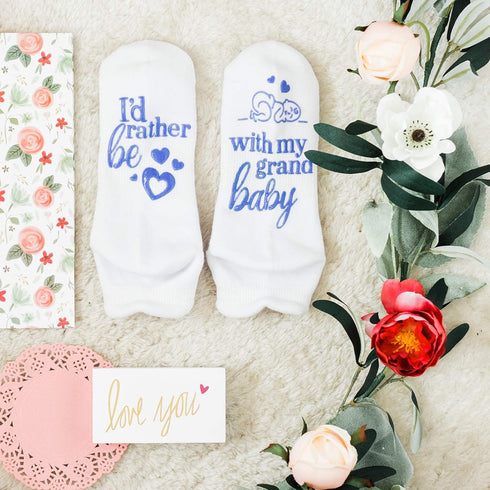 Funny Grandparent Socks - Gift For Grandmas & Expecting Grandparents (I'd Rather Be) One Size...