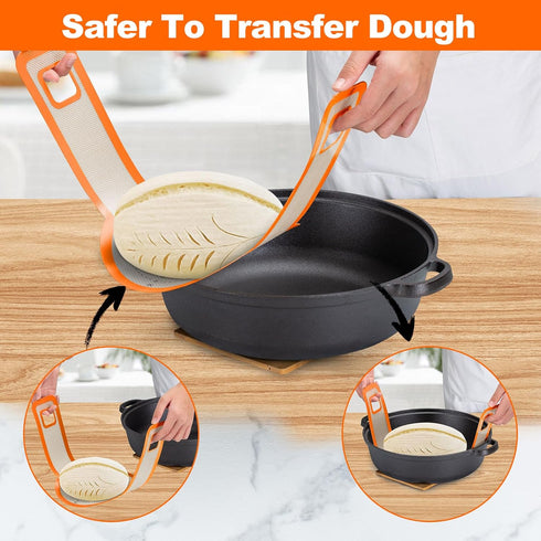 Sourdough Silicone Bread Sling - Non-Stick & Easy Clean Silicone Bread Mat for Dutch Oven. Reusable With Extra Long Handles Silicone Bread baking ...